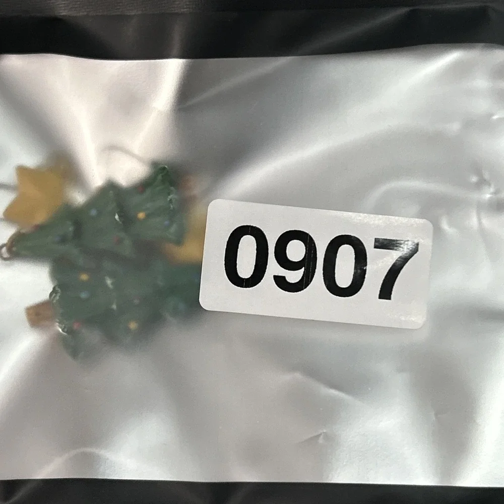 Vintage Yellow Star Green Christmas Tree Dangle‎ Hook Earrings